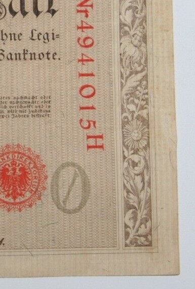 1910 Germany 1000 Mark Banknote P 44A