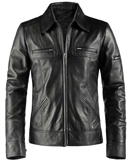 Men genuine goatskin leather fashion jacket complete with