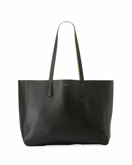 【sale!】Tory Burch-Phoebe Mini Tote Tory Burch Phoebe Mini BLACK / METALLIC GOLD Leather Tote