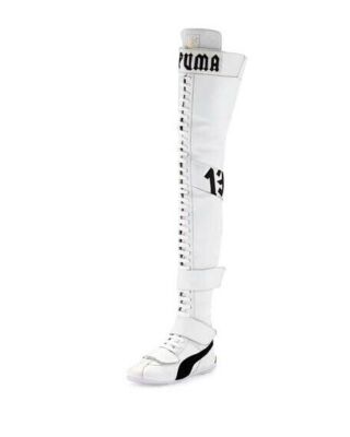 Pre-owned Puma X Fenty By Rhianna Eskiva Over The Knee Leather Womens Boots 363017 01 In White