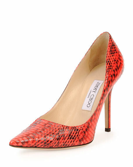 JIMMY CHOO ABEL ELAPHE SNAKE FLAME POINTY TOE PUMPS 37.5 38 JIMMY CHOO ABEL ELAPHE SNAKE FLAME POINTY TOE PUMPS 37.5 38