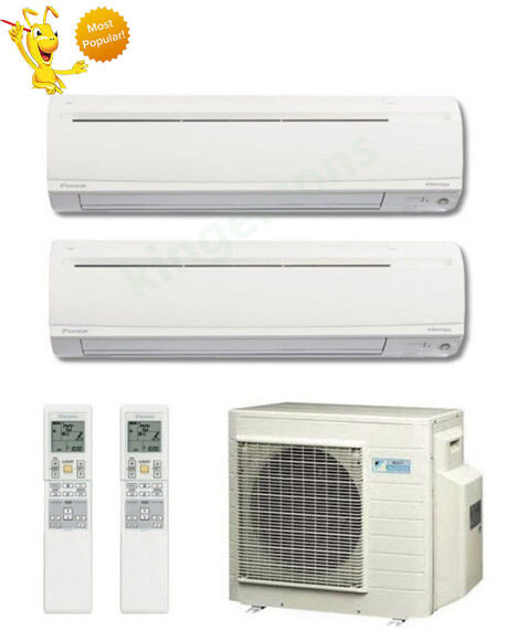 9000 + 9000 Btu Daikin Dual Zone Ductless Wall Mounted Heat Pump Air Conditioner