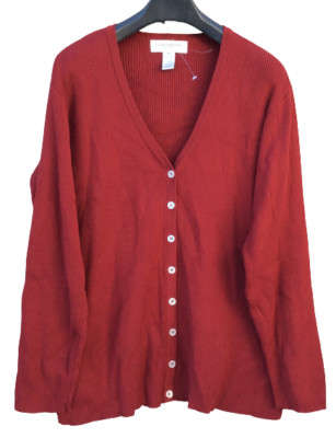 2X Burgundy Red JONES NEW YORK Ribbed Cotton V Neck Sweater Hand Wash NEW NICE