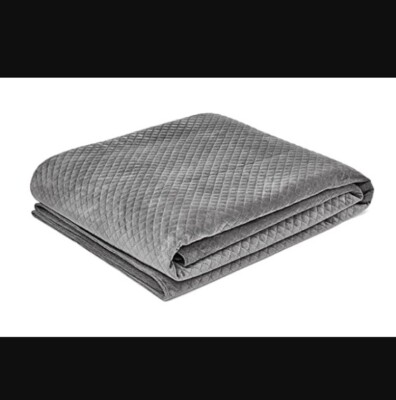 Amazon Basics Quilted Minky Weighted Blanket Cover 60''x80'' Full/Queen Dark Grey