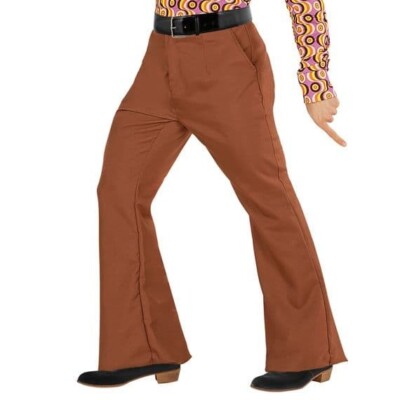 Mens 1970s Groovy Style Brown Trousers