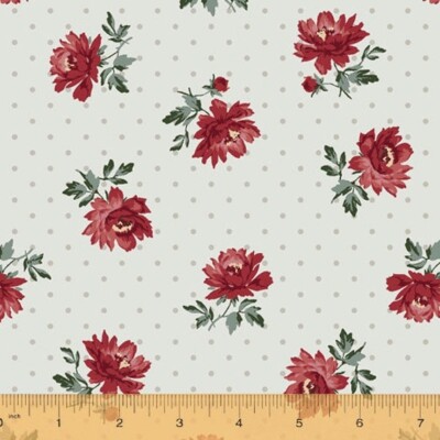 Camilla Floral Cotton Fabric Windham Roses Polka Dot  By the Yard