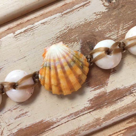 Hawaiian sunrise shell with puka shell bracelet