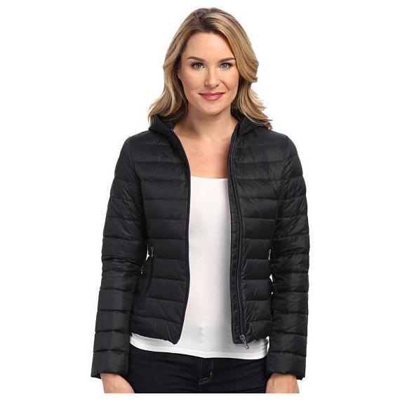 Pre-owned Lacoste Women's Long Sleeve Padded Jacket In Black/black/navy Blue