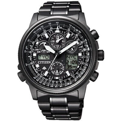 Pre-owned Citizen Promaster Sky Jy8025-59e Titanium Eco-drive Radio Solar Watch Black