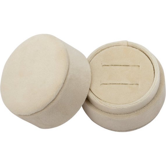 Ivory Velvet Round Plush Double Ring Box Proposal Anniversary Eva Collection