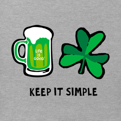 L or XL NWT Men's Life Is Good Keep It Simple Beer & Clover Gray SS Crusher Tee