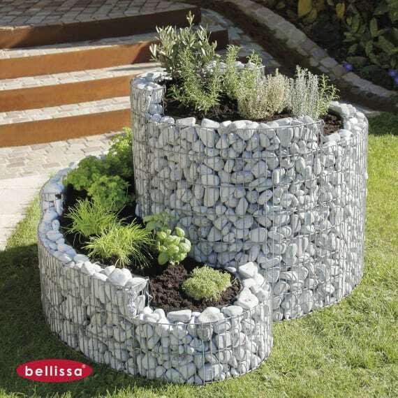 Bellissa Gabionen Kräuterspirale rund 140x110x20-80cm Pflanzenkasten Nr.4501