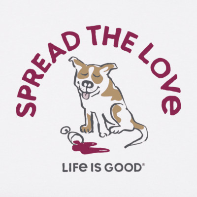 NWT Life is Good Women Spread The Love Dog Short Sleeve Crusher Tee Size XL