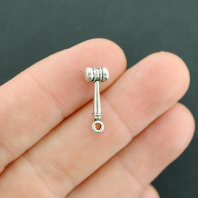 BULK 50 Gavel Charms Antique Silver Tone 3D - SC5843