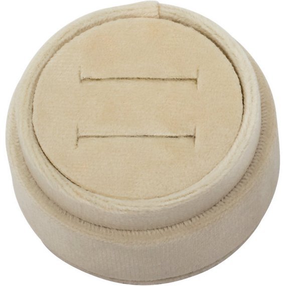 Ivory Velvet Round Plush Double Ring Box Proposal Anniversary Eva Collection