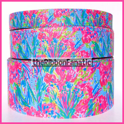 3yds Lilly Fabric Inspired Fan Sea Pants 5/8'' 7/8'' 1.5'' or 3'' Grosgrain Ribbon