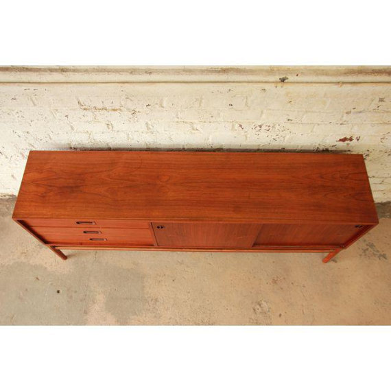Danish Modern Teak Long Credenza in the Manner of Arne Vodder