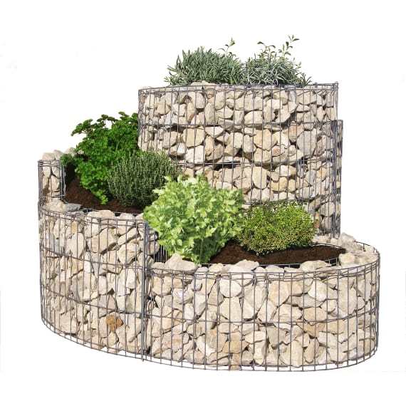 Bellissa Gabionen Kräuterspirale rund 110x90x20-60cm Pflanzenkasten Nr.95605
