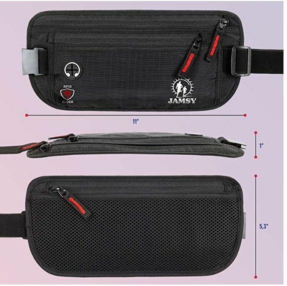 Money Wallet Belt RFID Block Cash Money Belts Passport Document Pouch Black New