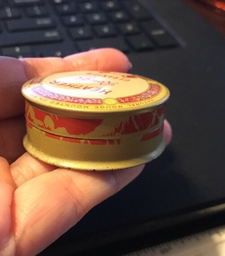 Vintage Rouge Powder Tin Compact Beauty Aid Heather Theatrical 1940's