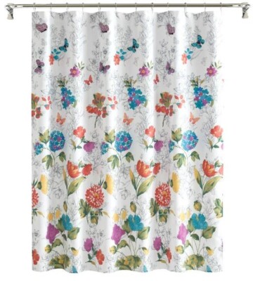 The Pioneer Woman Blooming Bouquet Floral Embrd Ctn Shower Curtain 72x72 NEW Pkg