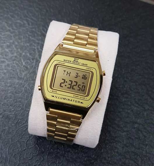 Orologio Da Polso ZCC Uomo Donna Digitale Crono Luce Classic Vintage Oro lac