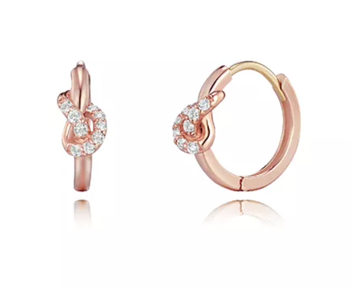 [STONE HENgE] 14K ROSE GOLD☆Love knot Cubic Earrings StoneHenge Lovew Knot 14K Earrings F0288 14K Rose Gold Cubic