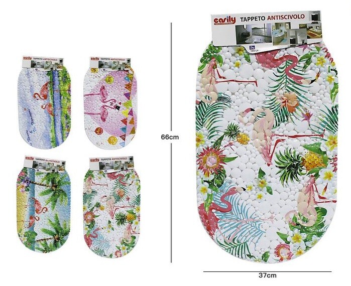 Tappeto Tappetino Antiscivolo Per Bagno Arredo Fenicotteri 37x66cm dfh