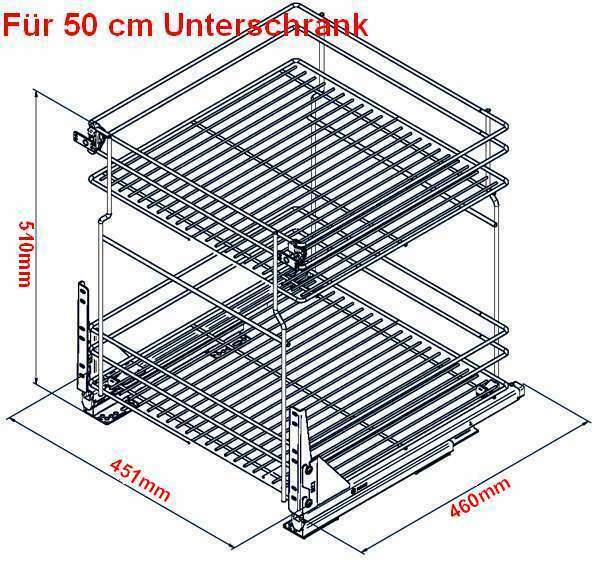 Korb Schrankauszug Küchenunterschrank für Unterschränke 15 20 30 40 50