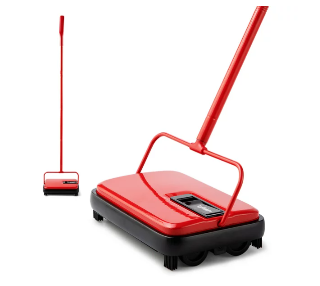 Eyliden Hand Push Carpet Sweeper Non-Electric Easy Manual Sweeping Automatic Red