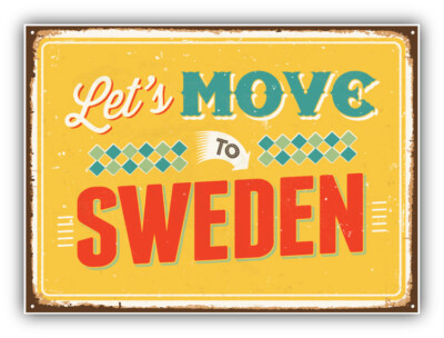Let's Move To Sweden Vintage Travel Label Car Bumper Sticker Decal -  ''SIZES''