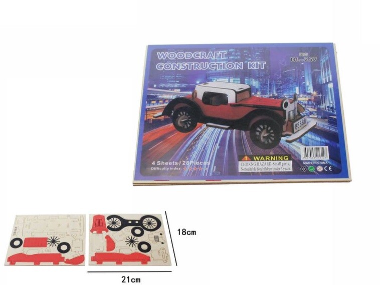 Puzzle 3D Legno Auto D'Epoca Modellino Modellismo Collezione Gioco Bambini dfh