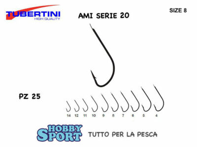 AMI TUBERTINI SERIE 20 N 8 NICHELATO   BUSTA 25 PZ TROTA LAGO FIUME BY SOFFRITTI