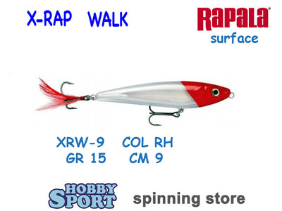 RAPALA X-RAP WALK XRW-9  COLORE RH TESTAROSSA 15 GR SPINNING MARE 9 CM