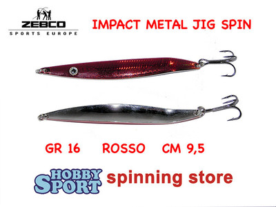 ZEBCO IMPACT JIG SPIN 16 GR  COLORE ROSSO  METAL JIG SHORE SPINNING 3391003