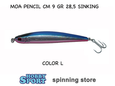 MINNOW SINKING LIPLESS MOA PENCIL gr 28,5 col L BLUE SILVER  SHORE CAST SPINNING