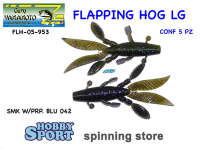 GARY YAMAMOTO FLAPPIN HOG LG GREEN VIOLET FLH-05-953  5 PZ  SPINNING BLACK BASS