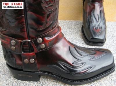 SENDRA SENDRA BOOTS BIKERBOOTS ROT-SCHWARZ FARMER STIEFEL LEDER HANDMADE GR. 40 BIS 45