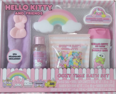 Hello Kitty Cozy time bath set head band bathbomb confetti bodywash bubble bath