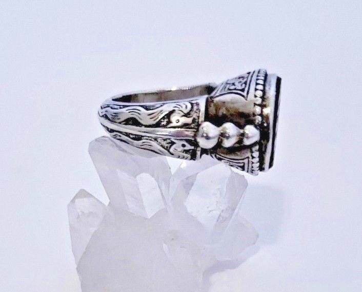 Vintage Turkmen Silver and Carnelian Seal Ring with Script