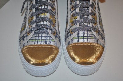 Pre-owned Chanel 17c Globe Trotter High Top Sneakers Shoe Tweed Fabric Eur 36 Us 5.5 In Multicolor