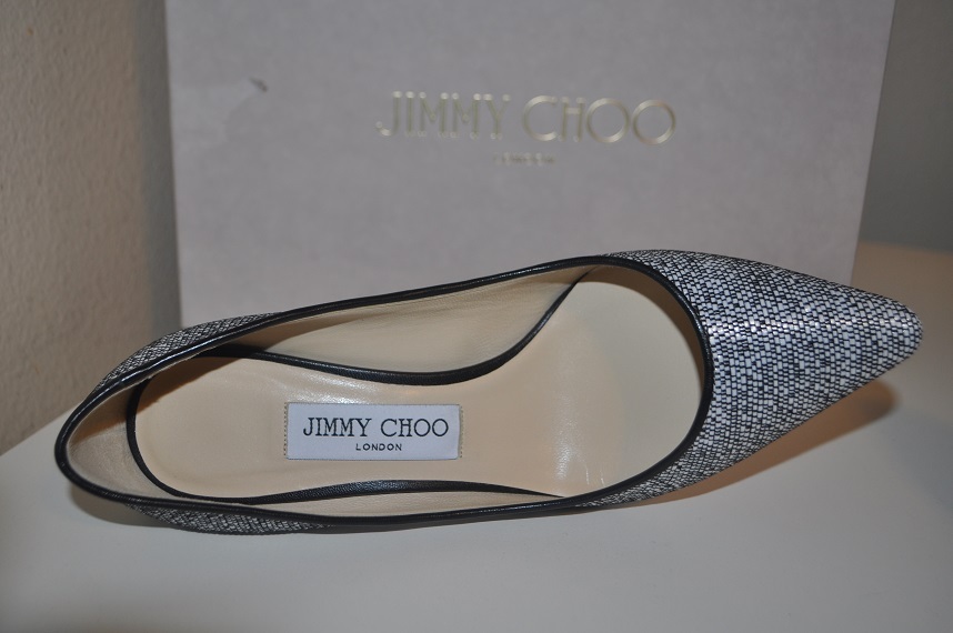 Pre-owned Jimmy Choo Romy Pointy Toe Pump Heel Shoes Chalk Graphic Woven Raffia 36.5 - 6 In White