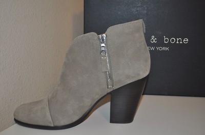 Pre-owned Rag & Bone $495+  Margot Side Zip Bootie Boot Stone Waxy Grey Suede Eur 39.5