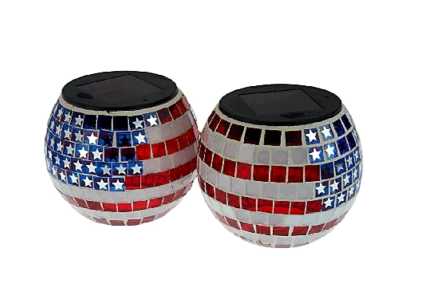 Paradise 2-Pc. Star Spangled Mosaic Solar Light Jar Set ~ New ~ FREE SHIPPING