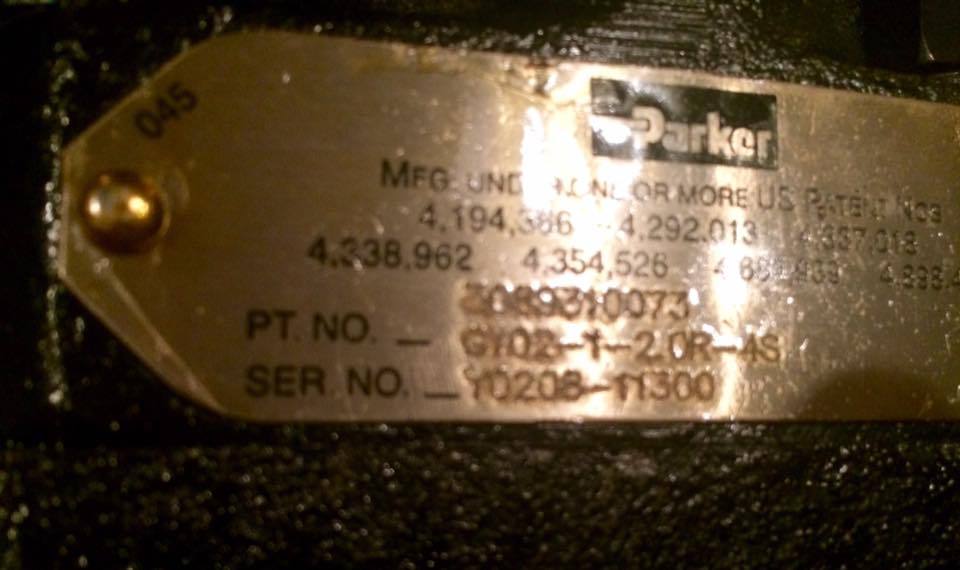 Parker Dump Pump Valve Unit G101/G102 Series PTO