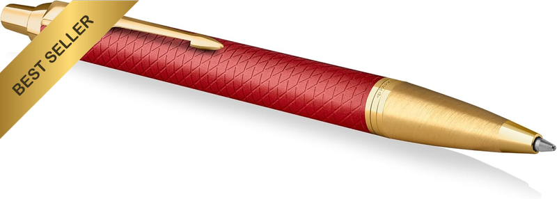 IM PREMIUM Ball Point Pen, Red with Gold Trim, Blue Ink, Gift Box Included