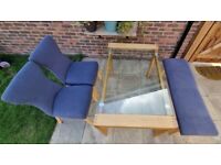 Tate Oak and Glass 120cm Dining Table, Chair and Bench