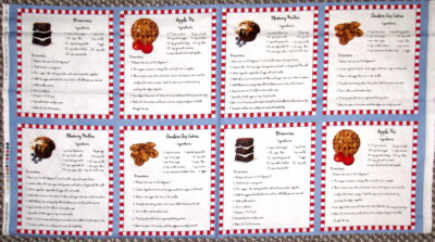 Baking Recipes Brownies Cookies Pie Cotton Fabric In The Mix Windham 24'' PANEL