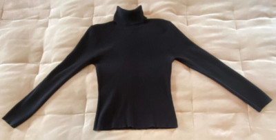 Trixie + Lulu Women's Black Long Sleeve Ribbed Turtle Neck Size M