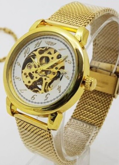 Orologio Polso ZCC 006 Uomo Automatico Maglia Milano Casual Dorato Bianco lac